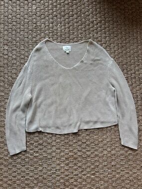 Offline Aerie Beige Cropped Scoop Neck Knit Sweater